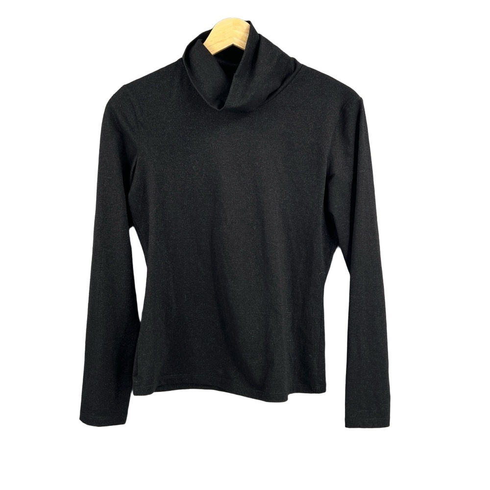 Marella Top Black‎ Cowl Neck Long Sleeve Metallic Knit Soft Medium
